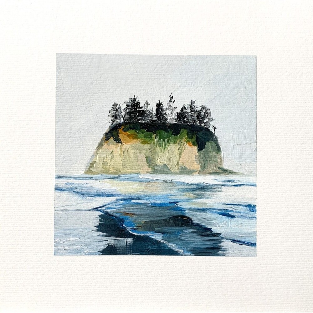 8x8 PNW Original Oil Painting La Push Beach Seascape Pacific Coastal Art Signed